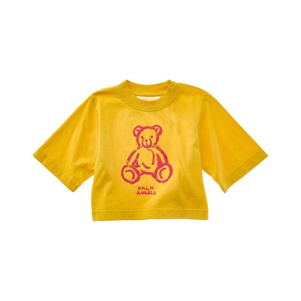 Palm Angels Girls Bear Brush Crop T-Shirt, Yellow